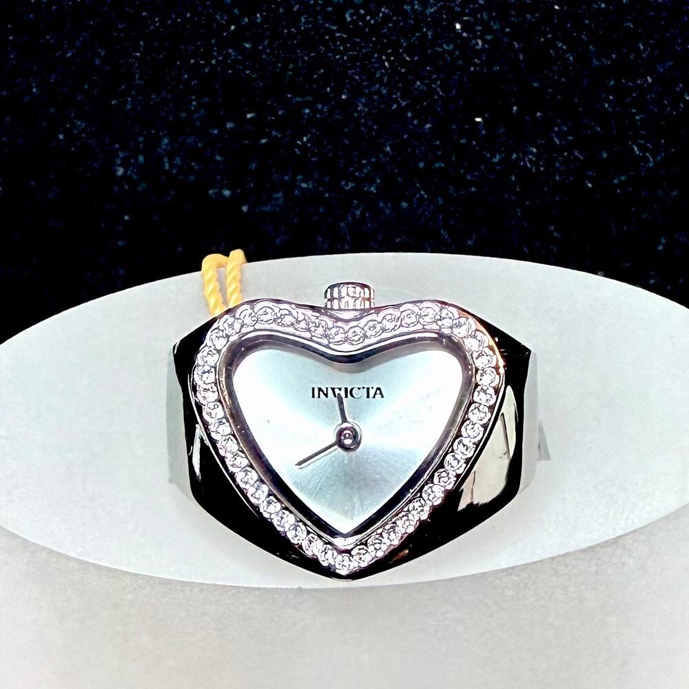 Invicta Mini Angel Women's Ring Watch Crystal Bezel Silver Heart Dial 49572-NEW